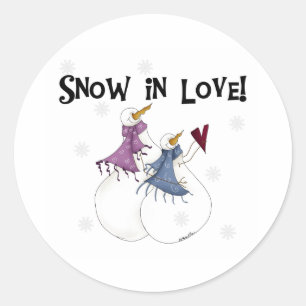 Snö i Helgdagarna Kärlek Winter Snögubbe Runt Klistermärke