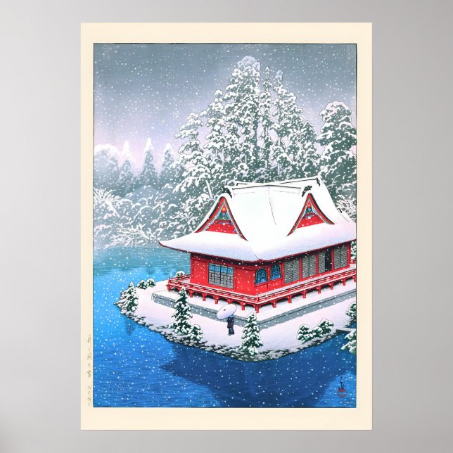 Snö i Inokashira av Kawase Hasui Poster (Framsidan)