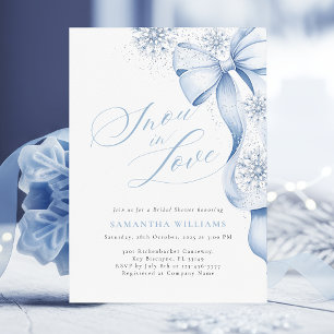 Snö i Kärlek Blue Bow Möhippa Inbjudningar