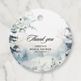 Snö i kärlek dammig blå Vinter Bröllopsdusch Gåvor Etiketter