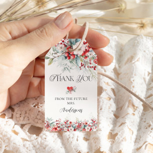 Snö i Kärlek Elegant Winter Blommigt Möhippa Presentetikett