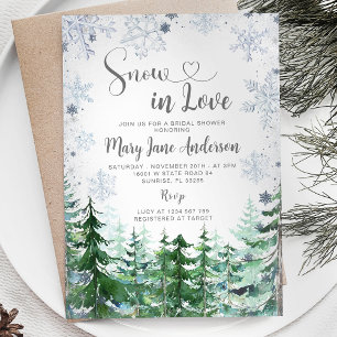 Snö i Kärlek Gräs Träd Snowflake Möhippa Inbjudningar