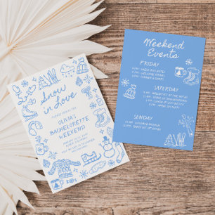 Snö i Kärlek Hand plockade Winter Bachelorette Inbjudningar