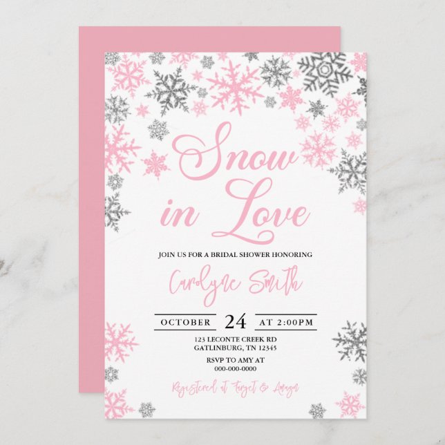 Snö i Kärlek, Inbjudningskort för möhippan (Fram/baksida)