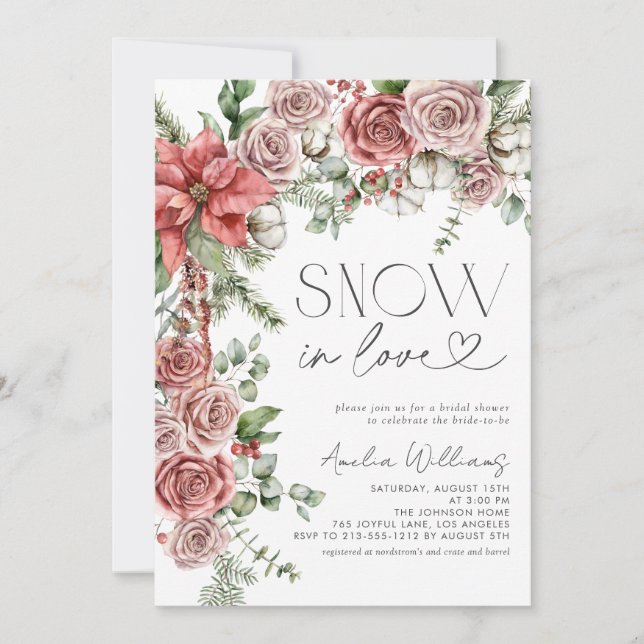 Snö i Kärlek Röda Gräs-vinter-blommor Inbjudningar (Framsida)