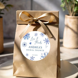 Snö i kärlek snöflingor vinter bröllopsdusch prese runt klistermärke