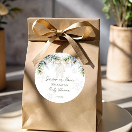 Snö i kärlek snöflingor vinterdusch för babydusch runt klistermärke