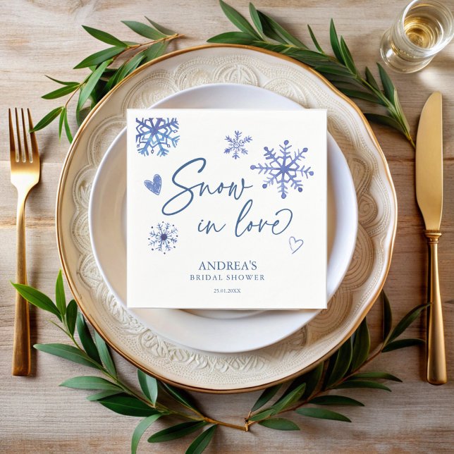 Snö i kärlek snöflingor vintermöhippa pappersservett (Skapare uppladdad)