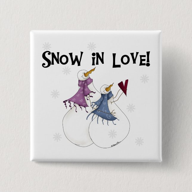 Snö i Kärlek Snögubbe T-tröjor och presenter Knapp (Framsida)