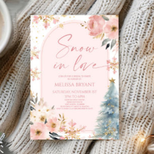 Snö i Kärlek Snowflake Rosa Winter Möhippa Inbjudningar