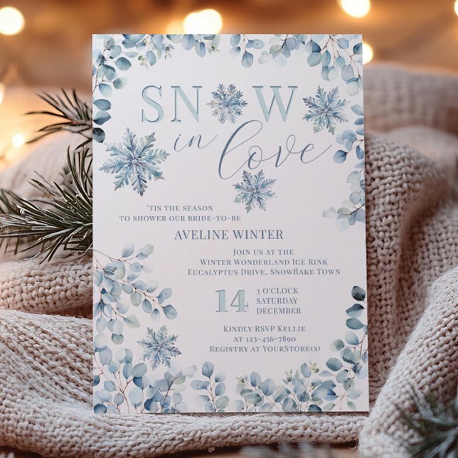 Snö i Kärlek temat Vinter Möhippa Inbjudningar (Snow in Love winter bridal shower invitation by Darling & May)