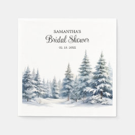 Snö i kärlek vinter tallskog Bröllopsfest Pappersservett