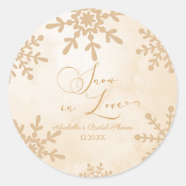 Snö I Kärlek Vinter Värld Bröllopsdusch Runt Klistermärke