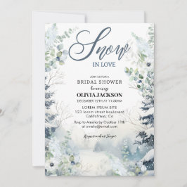 Snö i kärlek vinterblått Möhippa Inbjudningar