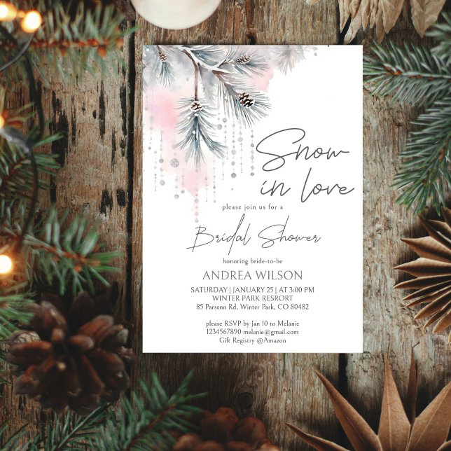 Snö i kärlek vintermall för möhippa  inbjudningar (Snow in love winter themed bridal shower editable template invitation digital download watercolor )
