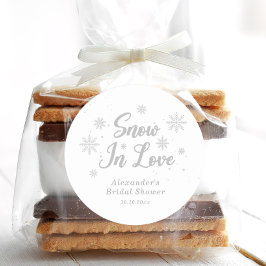 Snö i kärlek Vit Vinter Bröllopsdusch Runt Klistermärke