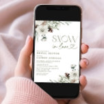 Snö i Kärlek Winter Evergreen Möhippa Inbjudningar<br><div class="desc">Fira kärlek och vinterskönheten med denna "Snö i Kärlek"-vinter-Inbjudningskort för möhippan. Designad för att fånga den vackra elegansen i ett omognat landskap som dammats med snö, den här inbjudan innehåller ömtåliga blommigtar med vattenfärg, mjukt gräs grenar och subtila accenter av pinekoner som framkallar magin från en vinter romantik. Den förfinade...</div>