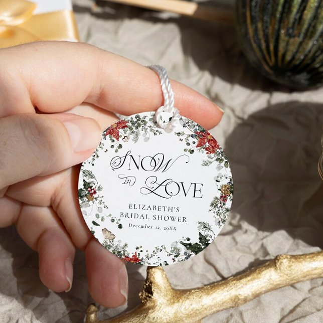 Snö i Kärlek Winter Möhippa Tack Gåvor Etiketter (Skapare uppladdad)