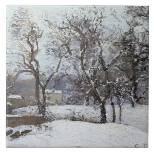 Snö i Louveciennes (1870) av Camille Pissarro Kakelplatta