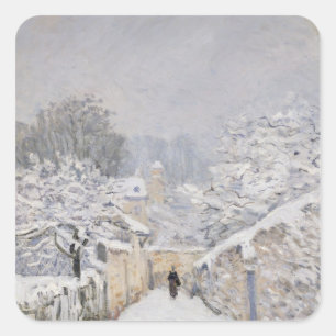 Snö i Louveciennes, 1878 Fyrkantigt Klistermärke