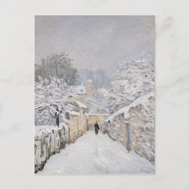 Snö i Louveciennes, 1878 Vykort (Framsida)