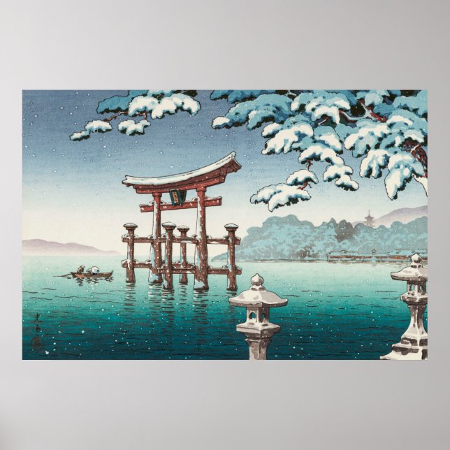 Snö i Miyajima av Tsuchiya Koitsu Poster (Framsidan)