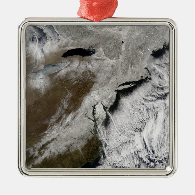 Snö i nordöstra Stater Julgransprydnad Metall (Framsidan)