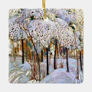 Snö i oktober, finkonst, julgransprydnad keramik