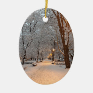Snö i Park Sibiu Julgransprydnad Keramik
