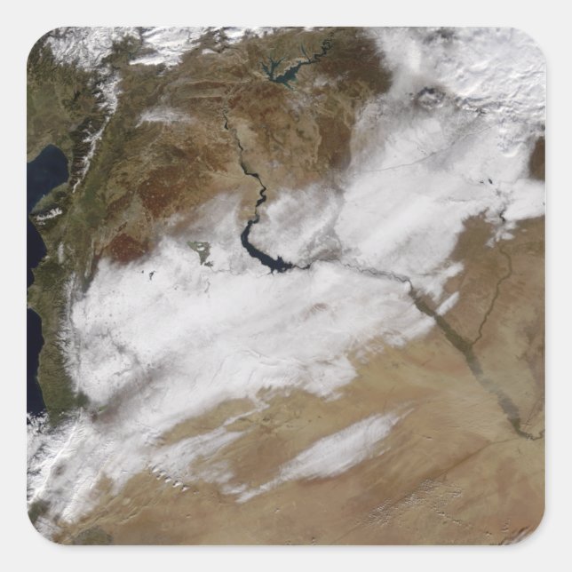 Snö i Syrien Fyrkantigt Klistermärke (Framsida)