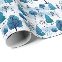 Snö Ice Forest Teal Blue jul Presentpapper