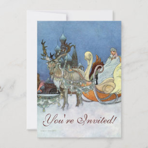 Snö Ice Queen Russian Princess Reindeer Inbjudningar