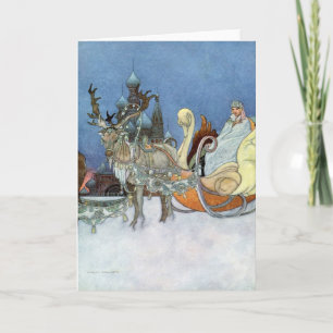 Snö Ice Queen Russian Princess Reindeer Kort