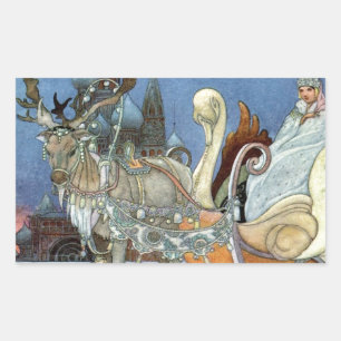 Snö Ice Queen Russian Princess Reindeer Rektangulärt Klistermärke