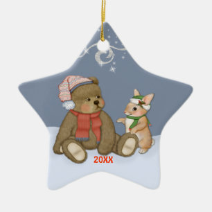Snö jul Teddy Julgransprydnad Keramik