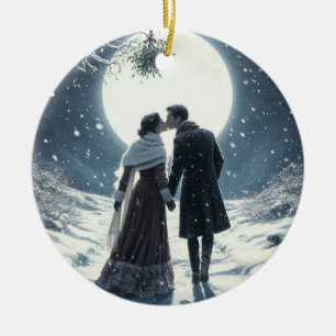 Snö Kiss par jul Ceramic Ornament