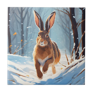 Snö-Kissed: Hare Springa Kakelplatta