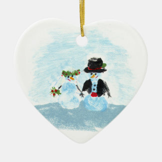 Snö kopplar ihop prydnaden julgransprydnad keramik