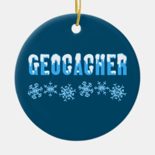 Snö-kuggad Geocacher Julgransprydnad Keramik