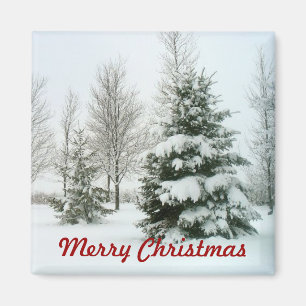 Snö-Laden Träd, God jul Magnet