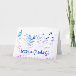 Snö Laden Träd Lila Blue Aqua Vit jul Helgkort