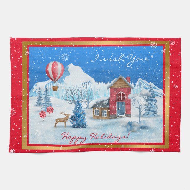 Snö landskapsanpassa kökshandduk (Horisontell)