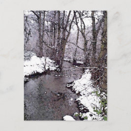Snö längs floden vykort