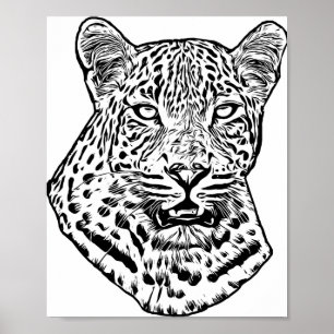 Snö Leopard Abstrakt Ursprunglig djungelkonst Poster