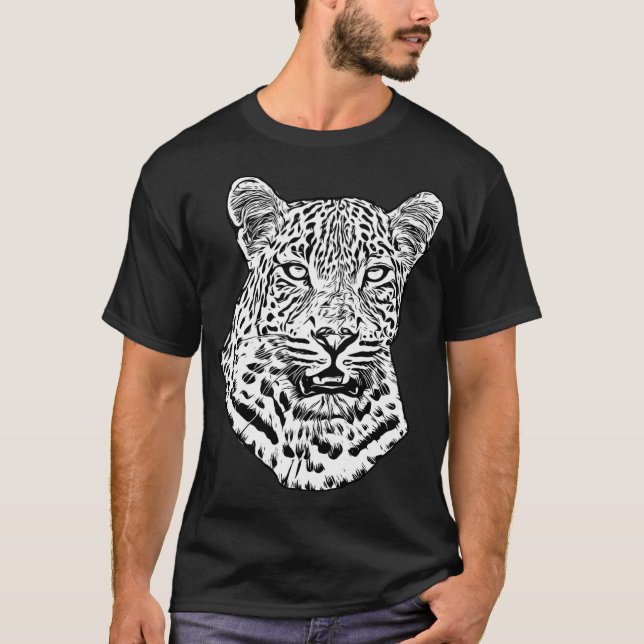 Snö Leopard Abstrakt Ursprunglig djungelkonst T Shirt (Framsida)