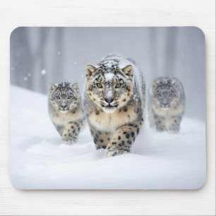 Snö Leopard Animal Family Wandering Musmatta