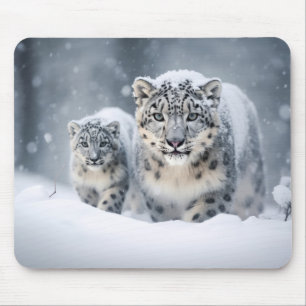 Snö Leopard Animal Family Wandering Musmatta