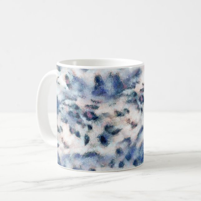 Snö Leopard Animal Print Skin Mönster Kaffemugg (Framsida vänster)