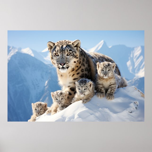 Snö Leopard Animal Vild Beauty Freedom Wilderness Poster (Framsidan)