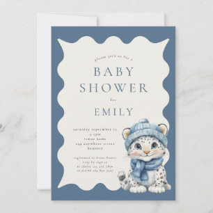 Snö Leopard Arktiska blå babyskor Inbjudningar